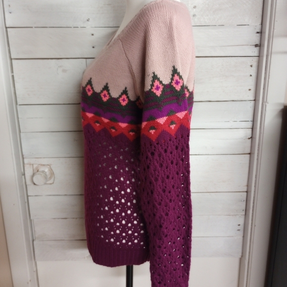 Y2K Wet Seal Sweater Women's Wool Blend Size Large Fair Isle Mutlicolored Wool - Picture 5 of 11